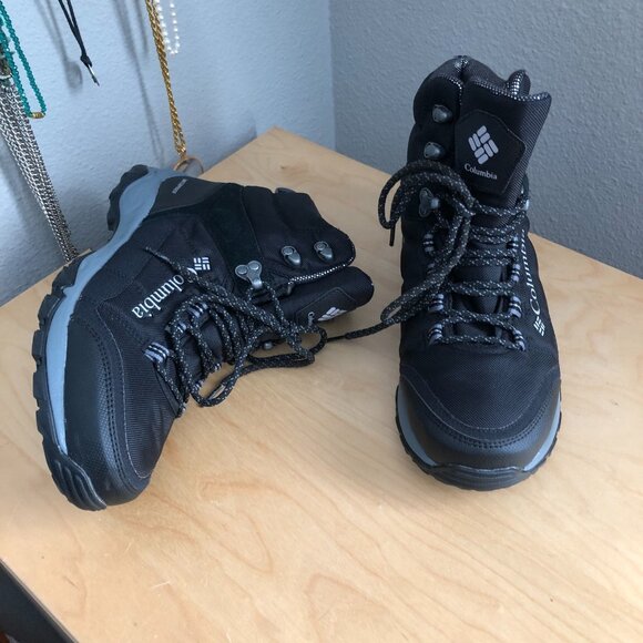 COLUMBIA Harper Forest Omni-Heat Waterproof Hiking Boots Mens 9 Black YM0729 - Picture 3 of 11